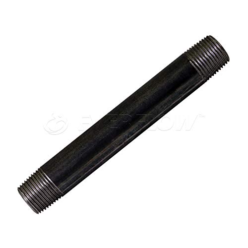 Everflow Supplies NPBL1260-10, Steel Nipple Pipe, Build Vintage DIY Furniture With Pre Cut Industrial Iron Pipe, Threaded Malleable Pipe 1/2" x 6" Black ( Pack Of 10)