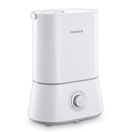 Homech Cool Mist Humidifier, Quiet Ultrasonic Humidifier for Bedroom Home Baby 12-60 Hours, Easy to Clean, 360° Nozzle, Waterless Auto Shut-Off (4L/1.06 Gallon US 110V)