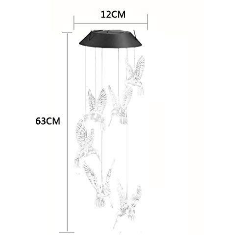 Gotian Solar LED Wind Chime Transparent Hummingbird Wind Chime Color Changing, Transparent Hummingbird Elegant, Color-Changing Hummingbird Wind Chime Light Cute and Beautiful