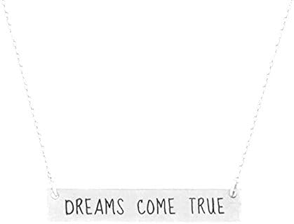 Women's "Dreams come true" Silver Tone Message Board Necklace.