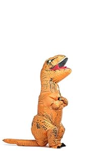 GOPRIME T Rex Costume, Dino Theme Party Dress, Dinosaur Costume (Brown Kid)