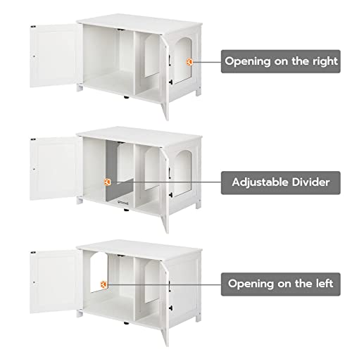 HOOBRO Cat Litter Box Enclosure, Hidden Cat Washroom Furniture with Divider, Wooden Pet House