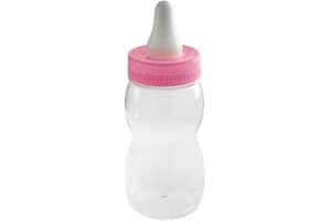 Homeford Jumbo Milk Bottle Coin Bank Baby Shower Plastic Container, 10-inch, Light Pink