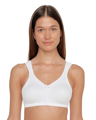 SUSA Bra without underwire, longline bra, classics, non-wired bra with feminine look thanks to lace insert, semi-transparent bra with 3-piece stitched cups