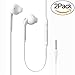 [2 PACK] Headphones/Earphones/Earbuds, ebasy 3.5mm wired in-ear headphones with Mic and remote control for Samsung Galaxy S8 S7 S6 S5 S4 Edge + Note 4 5 6 7 8 and more android devices(White)