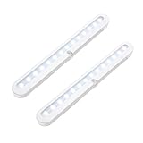 KINGSO 2 Pack 14 LED Day White Battery Operated PIR Motion Activated Under Cabinet Wardrobe Night Closet Light Lighting On Off Auto Function Adjustable Motion Sensor Bracket Super Bright Portable