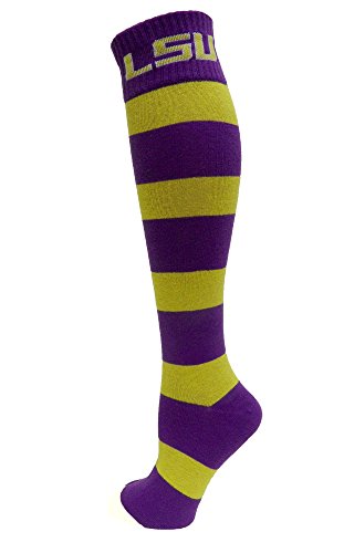 Donegal Bay NCAA LSU Tigers Stipe Rugby Socks, Purple, One Size