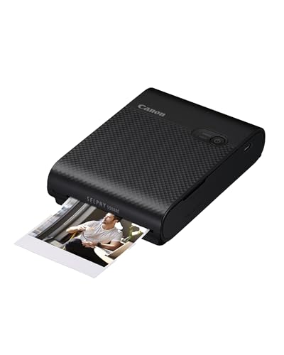 Canon SELPHY SQUARE QX10 Mini Fotodrucker mobil tragbar unterwegs (quadratischer Druck 6,8 x 6,8cm mit Kleberückseite, eingebauter Akku, WLAN, Canon A