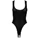 FEESHOW Women's Open Crotch Soft Smooth Bodysuit Leotard Top Teddy Lingerie Black One Size