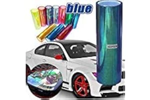 DIYAH 12 X 48 inches Self Adhesive Shiny Chameleon Headlights Tail Lights Fog Lights Films,Film Sheet Sticker,Tint Vinyl Film (Dark Blue)