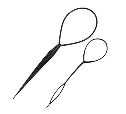 Click Here to See More Images Plastic Magic Pull Hair Pin Clip Hair Braid Ponytail Maker Hair Accessories Diy Hair Styling Pony Tail Tool Black (2 pcs)