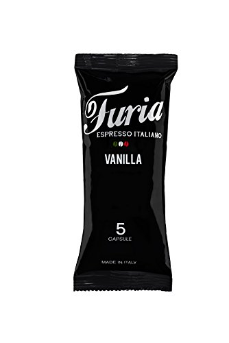 Caffe Furia Vanilla Italian Coffee Capsules for Nespresso Espresso Makers, 5 Count (Pack of 10)