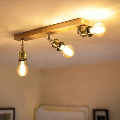 ANWIO Retro Ceiling Lamp, 3-Way Ceiling Lights for Bedroom, Kitchen and Living Room with E27 Bases, Adjustable, Bronze, 40W, 1080 Lumen, LED, White