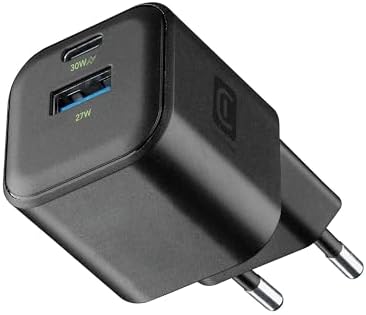 Chargeur Mural avec Technologie GaN 30W – 2 Ports USB-C et USB-A – Charge Rapide – Format Compact – Noir