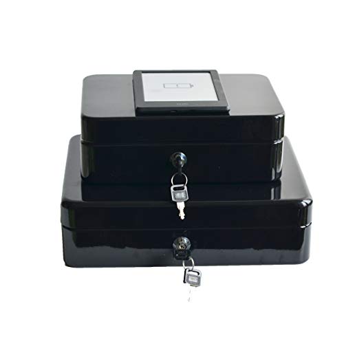 Masmartox Cash Box with 5 Money Tray and Key Lock, Black-Security Locking Money Box with Carrying Handle,10Inch