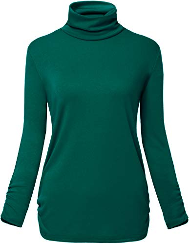 Le Vonfort Women's Long Sleeve Crewneck Basic Layering Thermal Top Tee Shirt Green Medium