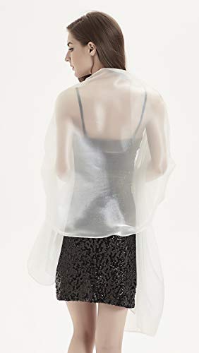 Alivila.Y Fashion Womens Organza Bridal Evening Soft Wrap Scarf Shawl-White Organza