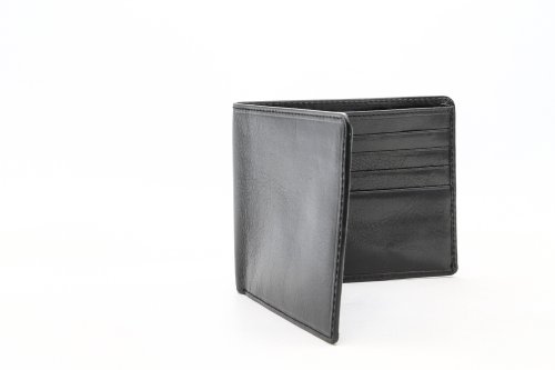 Tony Perotti Mens Italian Bull Leather Classic Bifold Credit Card Wallet in Black