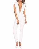 Whoinshop Women's Sexy Deep V Neck Jumpsuit Stretch Bodycon Party Romper Pants