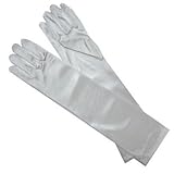 Long White Satin Girls Gloves