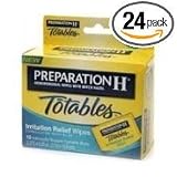 Pfizer Preparation H Totables Hemorrhoidal Irritation Relief Wipe - 10 per pack -- 24 packs per case.