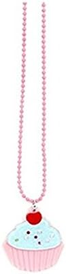 Katy Craig Pink & Blue Cupcake Gift Necklace Acrylic with Crystals