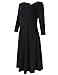 MISSKY Women Short Sleeve and 3/4 Long Sleeve Round Neck Pocket Loose Casual Summer Midi Dress