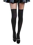 Black Mock Thigh High Tights (size M to XXXL)
