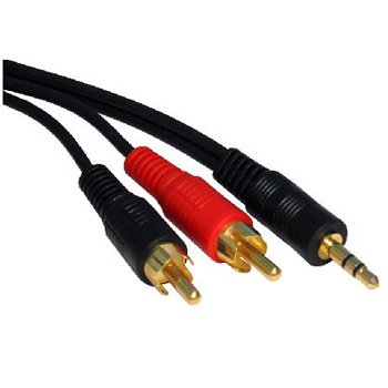 Aptii 3.5mm Jack to 2 x RCA Phono Audio Cable Gold 0.5m Lead