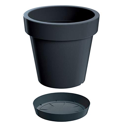 Blumentopf Blumenkübel mit Untersetzer Rund Pflanzkübel Pflanztopf Übertopf Lofly Größen & Farben wählbar (350 Anthrazit) – Bild 3