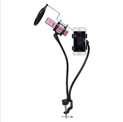 LU2000 Smartphone Holder Bracket, Universal Mobile Phone Clip Stand Bracket, Rotating Mounts with Professional Sound Chipset for PC Karaoke, YouTube, Gaming Recording