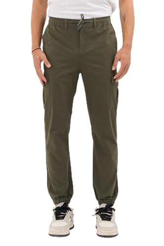 Comeor Cargohose Herren Stretch Relaxed Fit – Chino Hose Baumwolle Männer Cargo Outdoorhosen, Wanderhose, Baggy Freizeit Mit 6 Taschen &Amp; Kordelzug (Khaki, Xl)