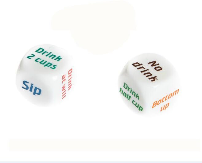 SmartDealsPro Drinking Dice Instructions on each face Fun Party Game Last man Standing Wins (set of 2)