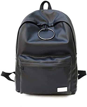 女子高生 韓国の学生バックパックキャンパス Pu大容量バックパック 黒 47
