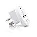 SYCON European/India to US plug adapter - Flat outlet UK to US, Europe Round Australian to USA 3 Prong-125 to 110 Travel Adaptor, European to American (Type B), White 1 Pack