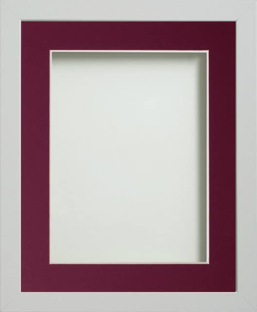 Frame Company Allington White 12x10 inch Frame With Plum Mount For Image 10x8 inch *Choice of sizes* Fitted with Real Glass