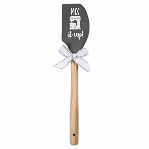 Brownlow Gifts Silicone Spatula With Wooden Handle, Icon Mix It Up