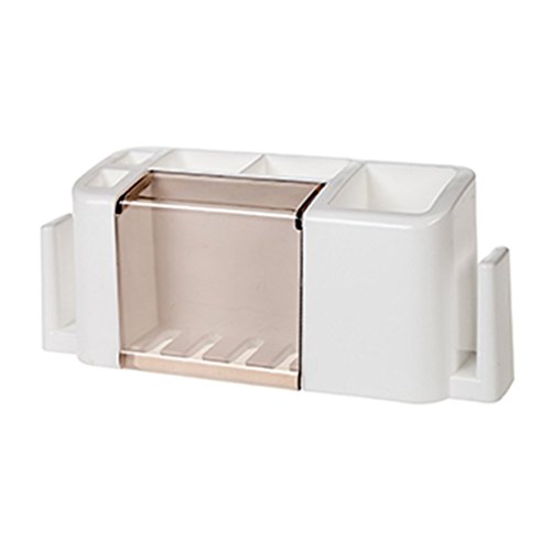 Liobaba Silicone Wall Sucker Toothbrush Holder Bathroom Suction Cup Toothbrush Rack (White)