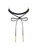 Mudder Long Black Velvet PU Leather Chain Stretch Tattoo Choker Tassel Necklace