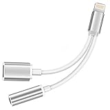 Lightning Jack Audio Headphone Adapter for iPhone 7/7Plus iPhone 6/6Plus iPad&iPod.2 in 1 Lightning Headset Adaptor to 3.5mm Aux Earphone Audio and Charge.(Sopport Audio+Charge+Music+iOS10.2)