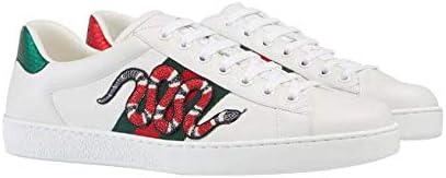 White Gucci Ace Sneakers with Snake