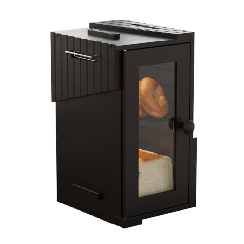 krayce Serenya 2-in-1 Stackable Bamboo Bread Box, Black at Amazon