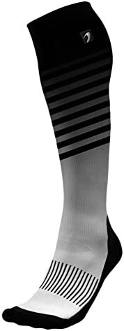 Designer Compression Socks Graduated for Performance and Recovery by Acel (Pinstripes Grey, L)