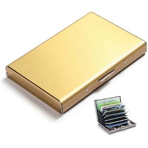Metal Wallet Credit Cards Holder Business RFID Card Case Metal ID Case for Men Women (Gold)