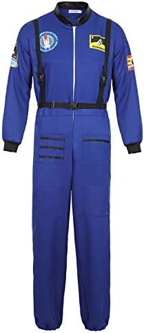 Mens Astronaut Costume Spaceman Suit Pilot Flight Suit Prisoner Jumpsuit Halloween Adult Costumes