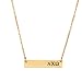 Alpha Chi Omega 24K Gold Plated Horizontal Bar Necklace Greek Sorority Letter with Adjustable Chain AXO