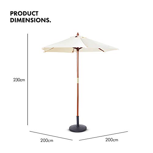 VonHaus 2M Holz-Sonnenschirm Marktschirm - UV30+ Sonnenschutz für Outdoor, Garten und Patio – Elfenbein – Bild 5