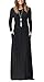 DEARCASE Women's Maxi Dress Long Sleeve Crewneck Loose Plain Casual Empire Waist Fall Party Long Dresses with Pockets