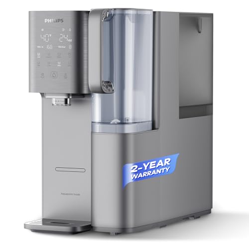 PHILIPS Reverse Osmosis Water Filter Countertop ADD6928DG/37(Cold&Hot), 6-Stage Mineralization Filtration System with Aquaporin Tech, Large Capacity for Family, 6L Tank,1.8L Jug, Reduce TDS