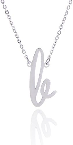 AOLOInitial Pendant Necklace B Silver Color